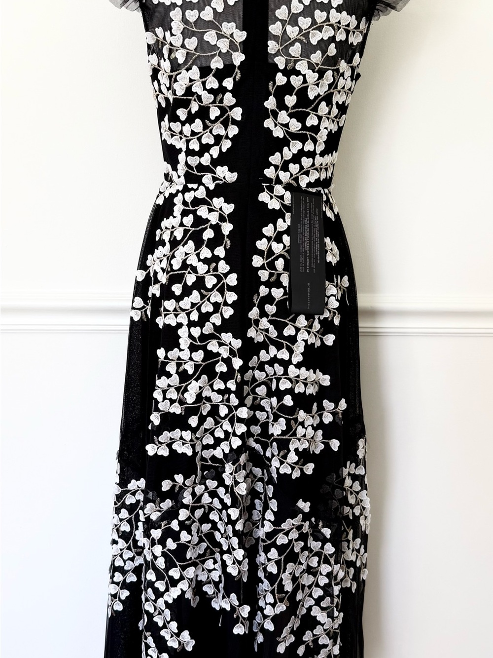 BCBGMaxAzria Black Dress with White Floral Appliqué - Picture 5 of 9